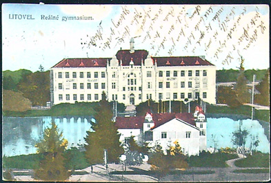 Pohlednice - Okres Olomouc - Litovel - Reálné gymnázium - Barevná pohlednice
