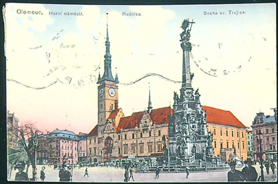 Pohlednice - Okres Olomouc - Olomouc - Horní náměstí - Radnice - Socha sv. trojice - Barevná pohlednice