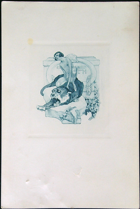 Ex Libris - Franz von Bayros - Akt na Tygru