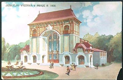 Pohlednice - okr. Praha - Jubilejní výstava 1908 - Pavilon výrobků z kůže