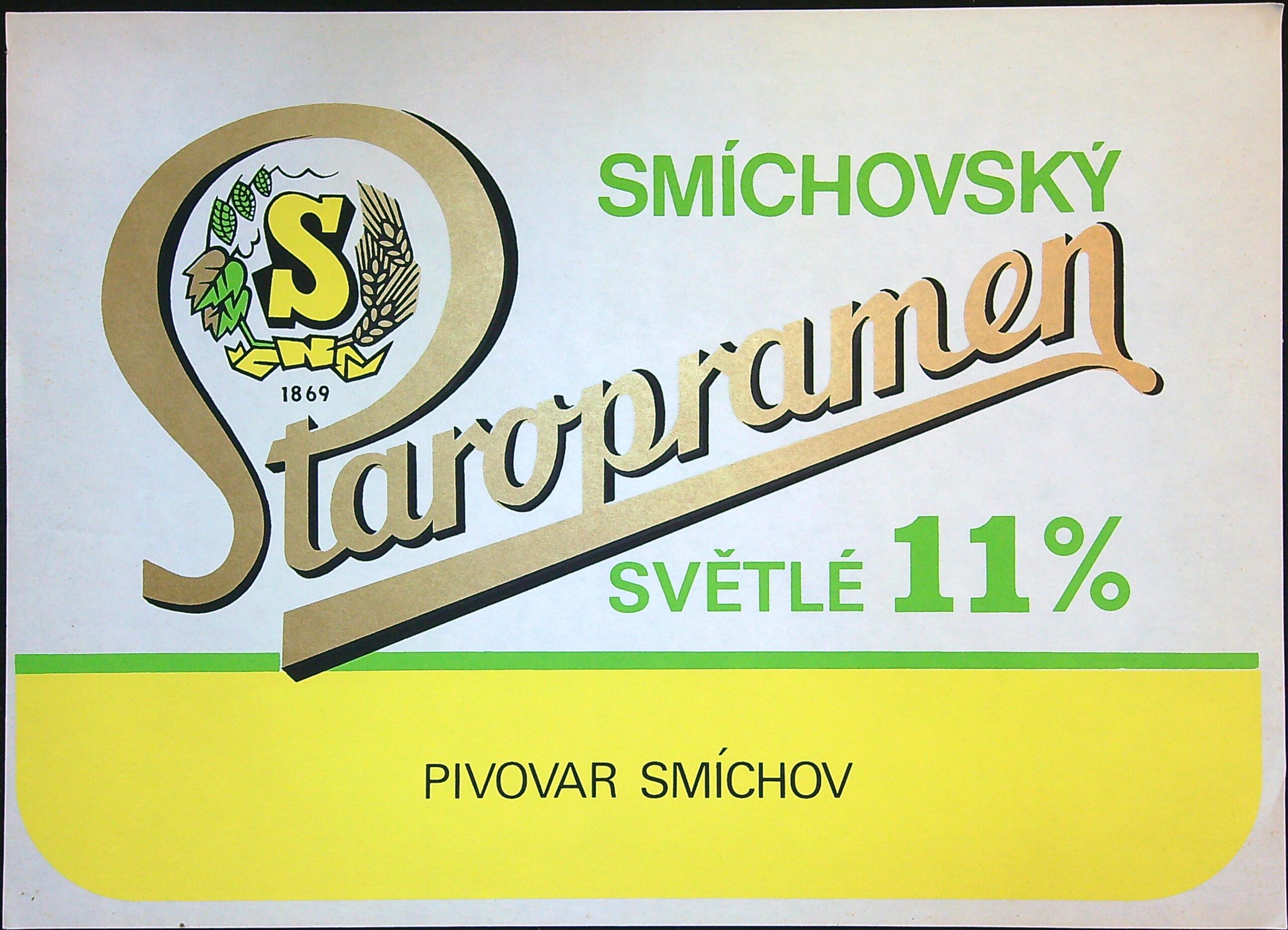 Samolepky - SMÍCHOVSKÝ STAROPRAMEN - SVĚTLÉ 11% - PIVOVAR SMÍCHOV (I)