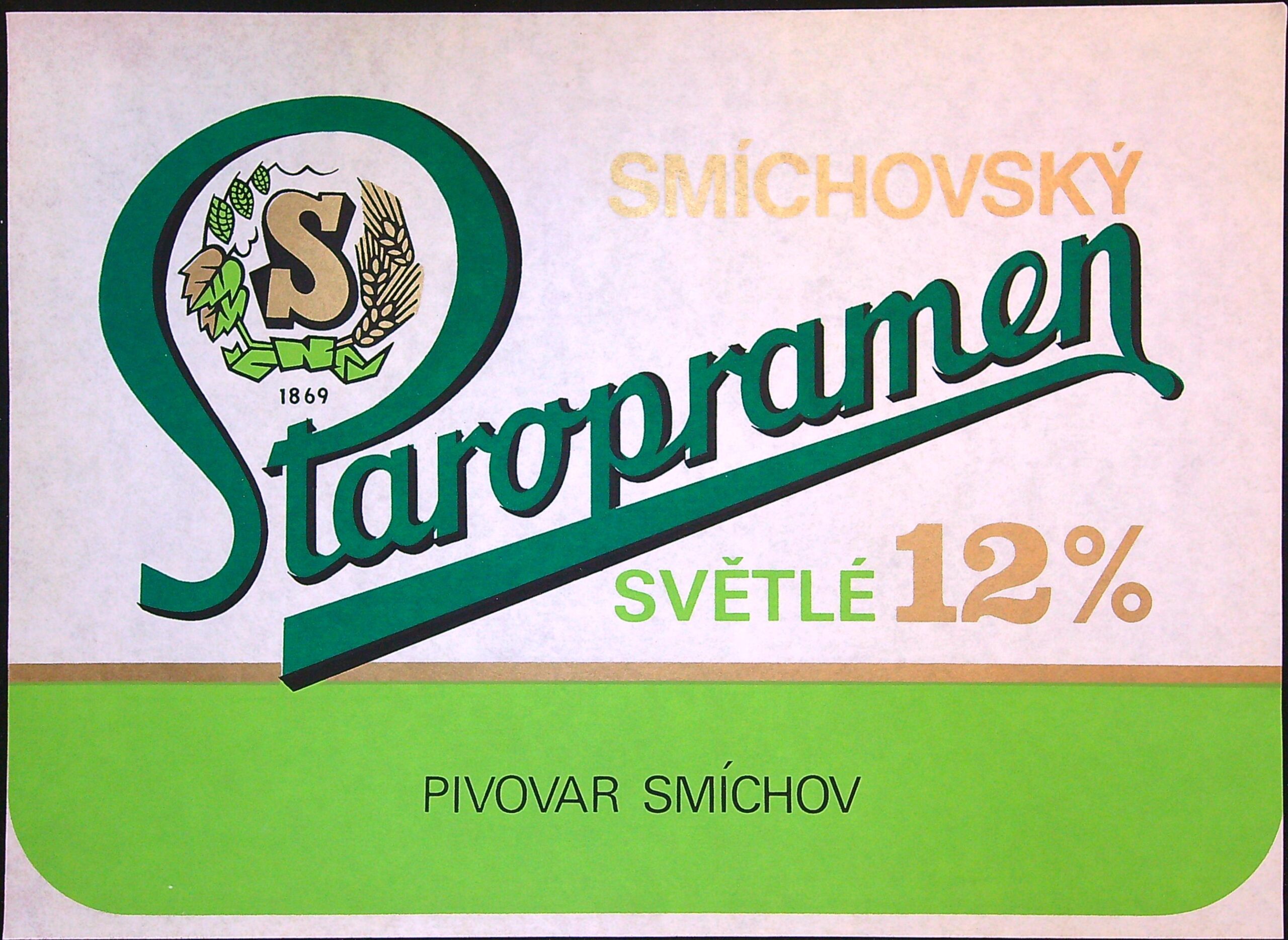 Samolepky - SMÍCHOVSKÝ STAROPRAMEN - SVĚTLÉ 12% - PIVOVAR SMÍCHOV (I)
