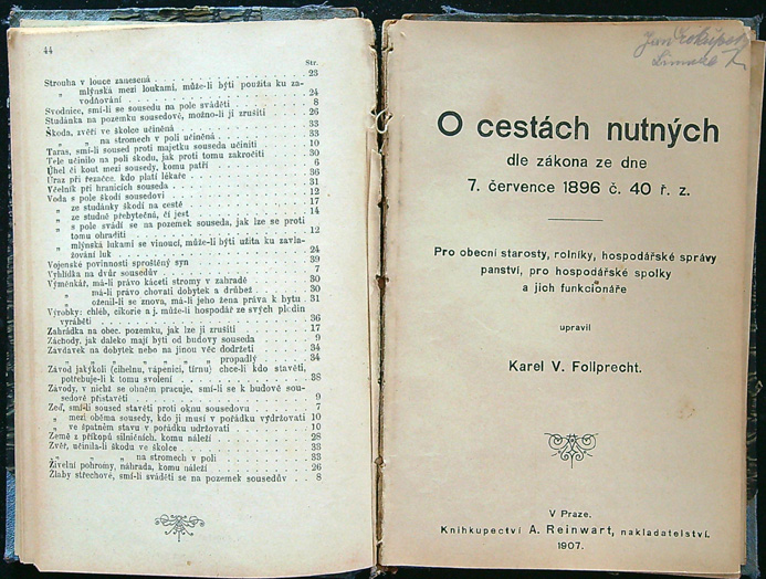 Alois Josef Benč - Právní poměry sousedů k sobě i obci, Follprecht - O cestách nutných, Polní pich, k ochraně majetku polního, Trestní právo obce, Bohuslav - O rušené držbě řízení ve všech rušené držby. - Obrázek 5