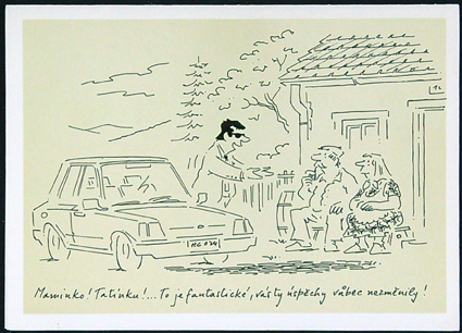 Malý kalendář - Dvoulist - Rok 1989 - Přání - ŠTASTNÝ NOVÝ ROK - Kresba Dušan Pálka (V)