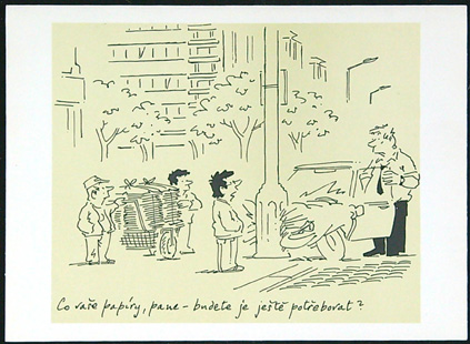 Malý kalendář - Dvoulist - Rok 1989 - Přání - ŠTASTNÝ NOVÝ ROK - Kresba Dušan Pálka (VII)