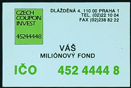 Malý kalendářík - Rok 1992 - CZECH COUPON INVEST - VÁŠ MILIÓNOVÝ FOND