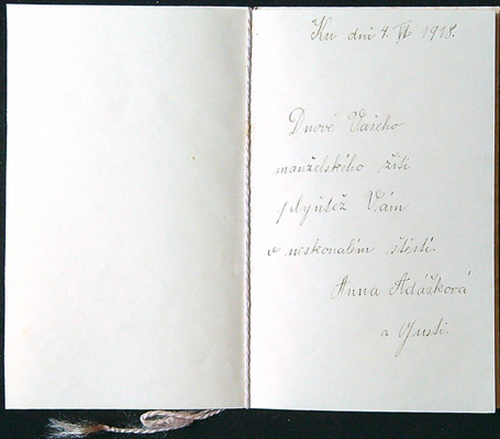 Starožitné přání - Dvoulist - Tlačené - Rok 1918 - Srdečné blahopřání k sňatku - Obrázek 3