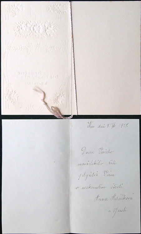 Starožitné přání - Dvoulist - Tlačené - Rok 1918 - Srdečné blahopřání k sňatku - Obrázek 5