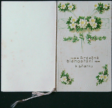 Starožitné přání - Dvoulist - Tlačené - Rok 1918 - Srdečné blahopřání k sňatku - Obrázek 6