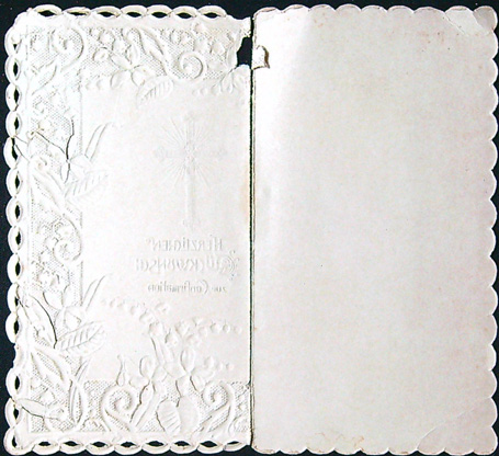 Starožitné přání - Dvoulist - Tlačený - Krajka - Gratulace (V Němčině) - Obrázek 2