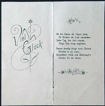 Starožitné přání - Dvoulist - Tlačený - Krajka - Gratulace (V Němčině) - Obrázek 4