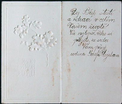 Starožitné přání - Dvoulist - Tlačený - PŘÁNÍ - GRATULACE - (V Němčině) - Obrázek 2