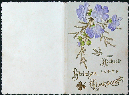 Starožitné přání - Dvoulist - Tlačený - Přání v Němčině - Obrázek 3