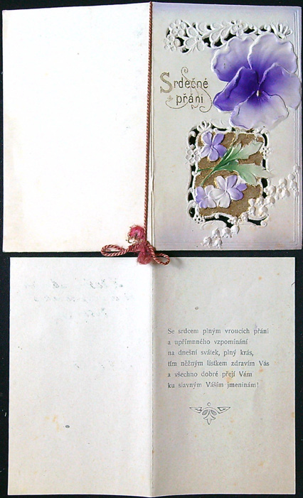 Starožitné přání - Dvoulist - Tlačený - SRDEČNÉ PŘÁNÍ - Obrázek 6