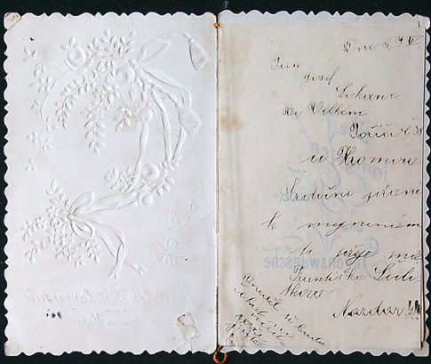 Starožitné přání - Dvoulist + Vložené přání uvnitř - Tlačený - Gratulace (V Němčině) - Obrázek 2