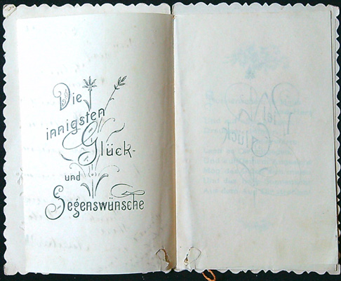 Starožitné přání - Dvoulist + Vložené přání uvnitř - Tlačený - Gratulace (V Němčině) - Obrázek 3