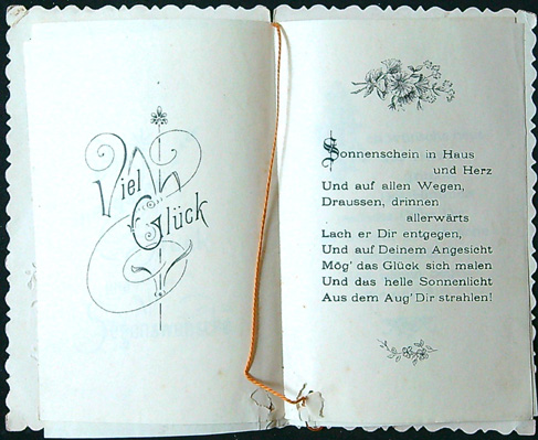 Starožitné přání - Dvoulist + Vložené přání uvnitř - Tlačený - Gratulace (V Němčině) - Obrázek 4