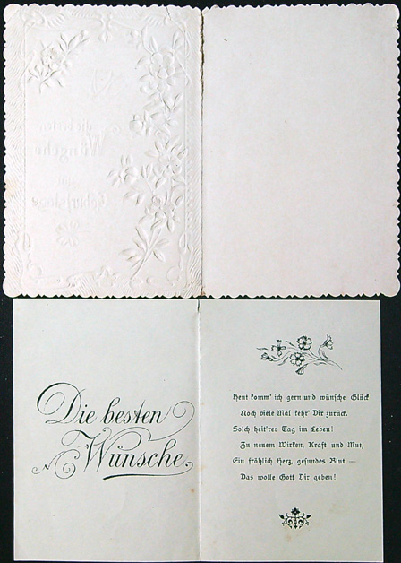 Starožitné přání - Dvoulist + přání vložené uvnitř - Tlačený - Přání v Němčině - Obrázek 5