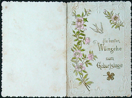 Starožitné přání - Dvoulist + přání vložené uvnitř - Tlačený - Přání v Němčině - Obrázek 6