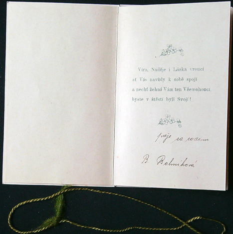 Starožitné přání - Dvoulist + přání vložené uvnitř - Tlačený - SRDEČNÉ PŘÁNÍ k sňatku - Obrázek 4
