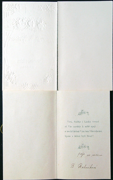 Starožitné přání - Dvoulist + přání vložené uvnitř - Tlačený - SRDEČNÉ PŘÁNÍ k sňatku - Obrázek 5