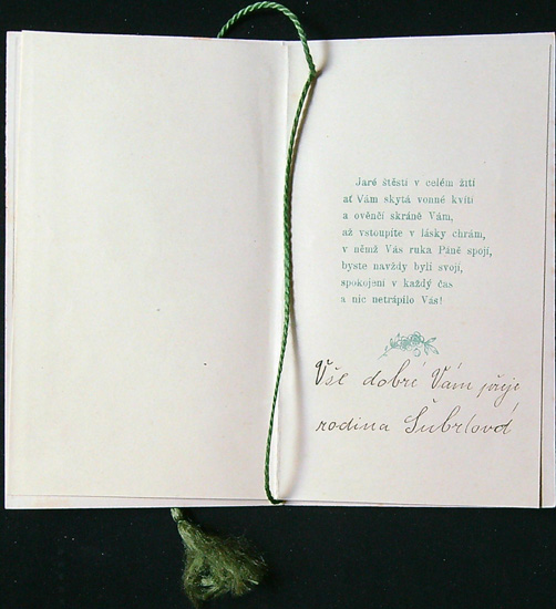 Starožitné přání - Dvoulist + přání vložené uvnitř - Tlačený - Srdečné blahopřání k sňatku - Obrázek 6