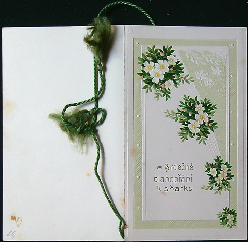 Starožitné přání - Dvoulist + přání vložené uvnitř - Tlačený - Srdečné blahopřání k sňatku - Obrázek 7