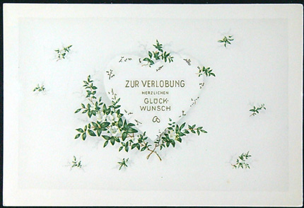 Starožitné přání - Tlačené - Přání k zasnoubení - V Němčině (IV)