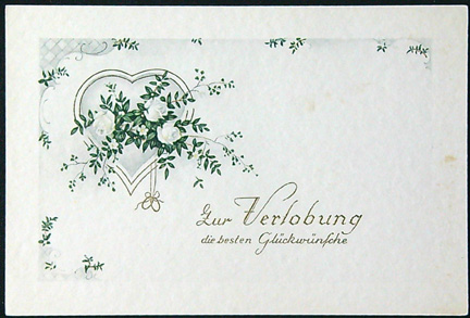 Starožitné přání - Tlačené - Přání k zasnoubení - V Němčině (V)