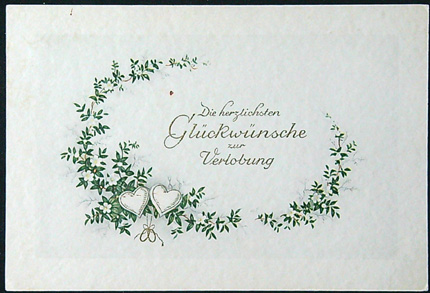 Starožitné přání - Tlačené - Přání k zasnoubení - V Němčině (VI)