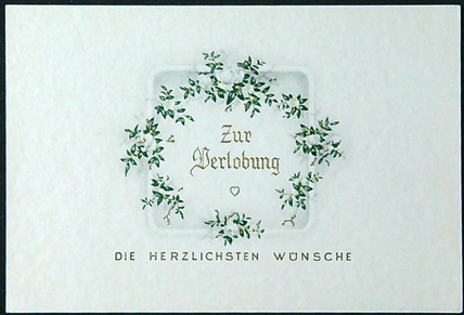 Starožitné přání - Tlačené písmo - Přání k zasnoubení - V Němčině (II)