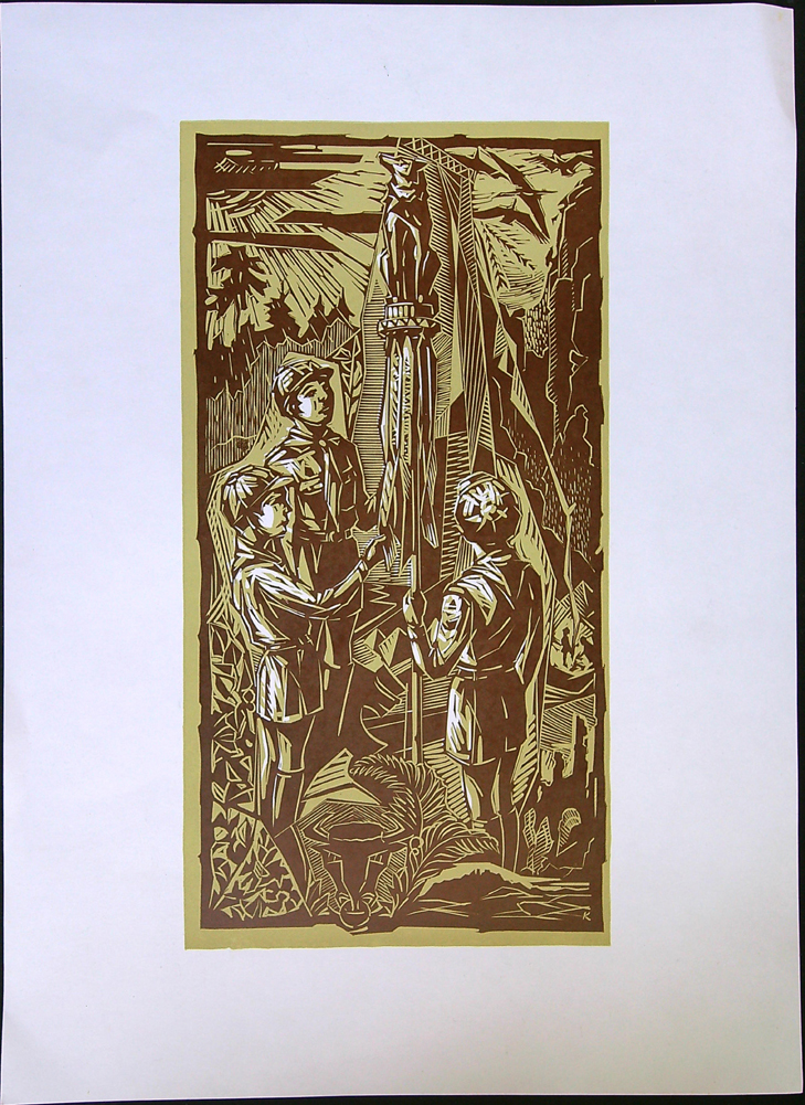 Grafika - Litografie - Autor nezjištěn - Skautský motiv