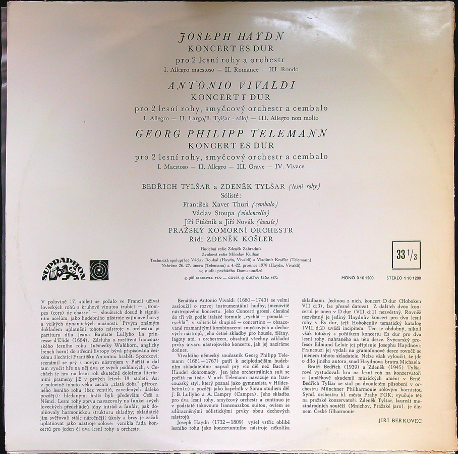 LP: Vivaldi Antonio Telemann - Koncerty pro dva lesní rohy a orchestr - Obrázek 2