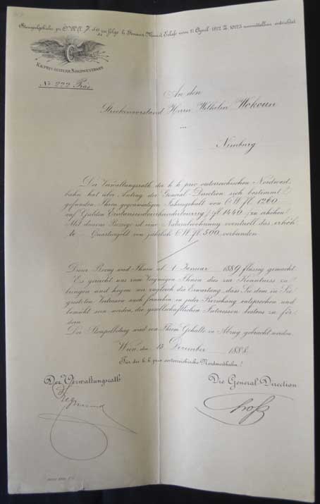 Dokument - Ostatní - K.k.Priv.Oesterr Nordwestbahn 1888 , železnice