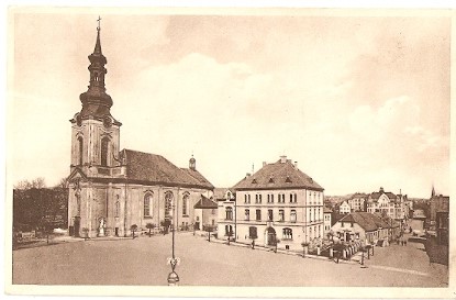 Pohlednice - Okres Děčín - Varnsdorf - Kostel a radnice